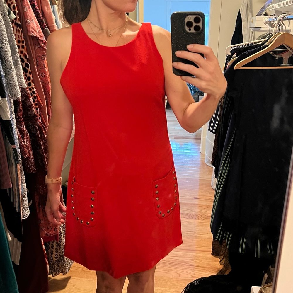 Amanda Uprichard Red Shift Dress with Pockets, Large